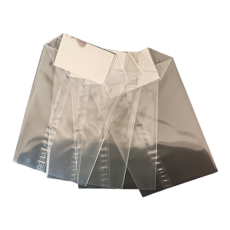 Transparent Cellophane Square Bottom Bag Clear Plastic Bag Packaging with Silver Cardboard