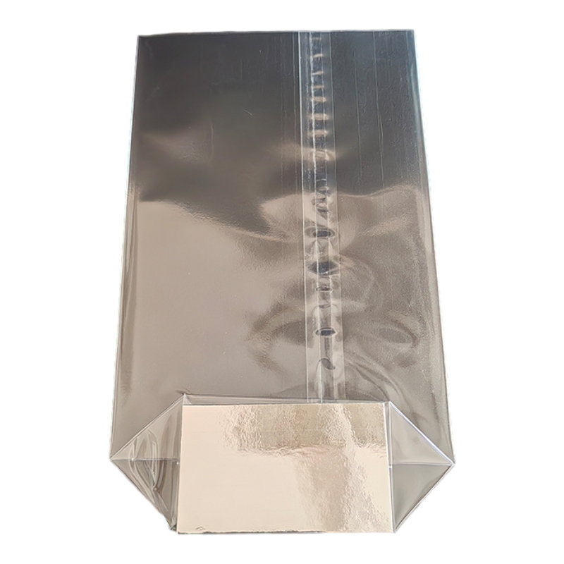 Transparent Cellophane Square Bottom Bag Clear Plastic Bag Packaging with Silver Cardboard