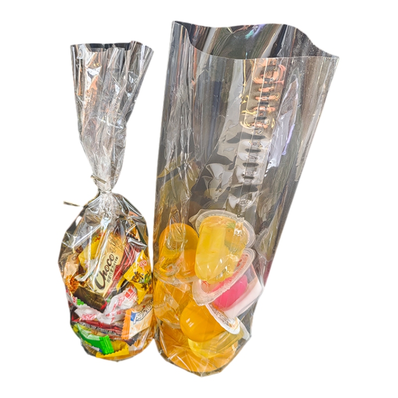 Clear Cellophane Round Bottom BOPP Plastic Bag Transparent Cylinder Plastic Bag with Cardboard