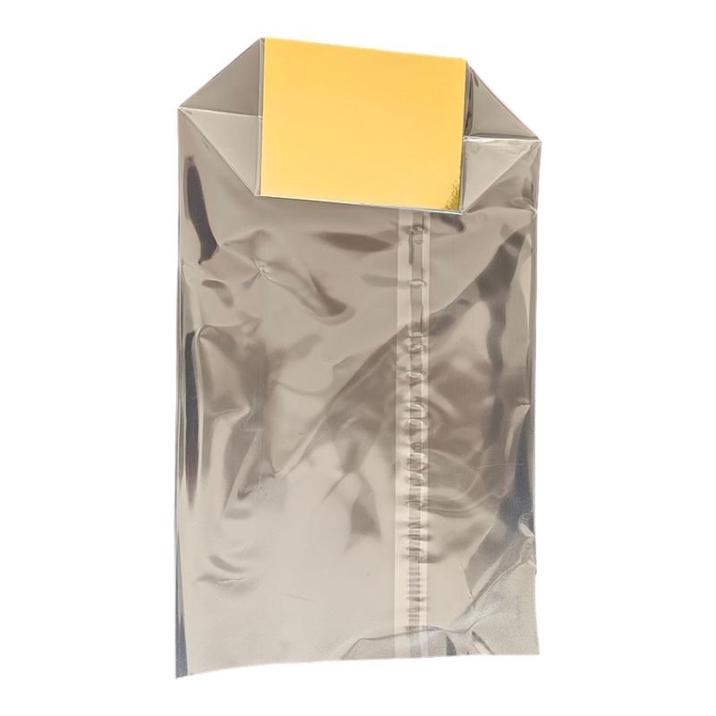 Transparent Cellophane Square Bottom Bag Clear Plastic Bag Packaging with Silver Cardboard