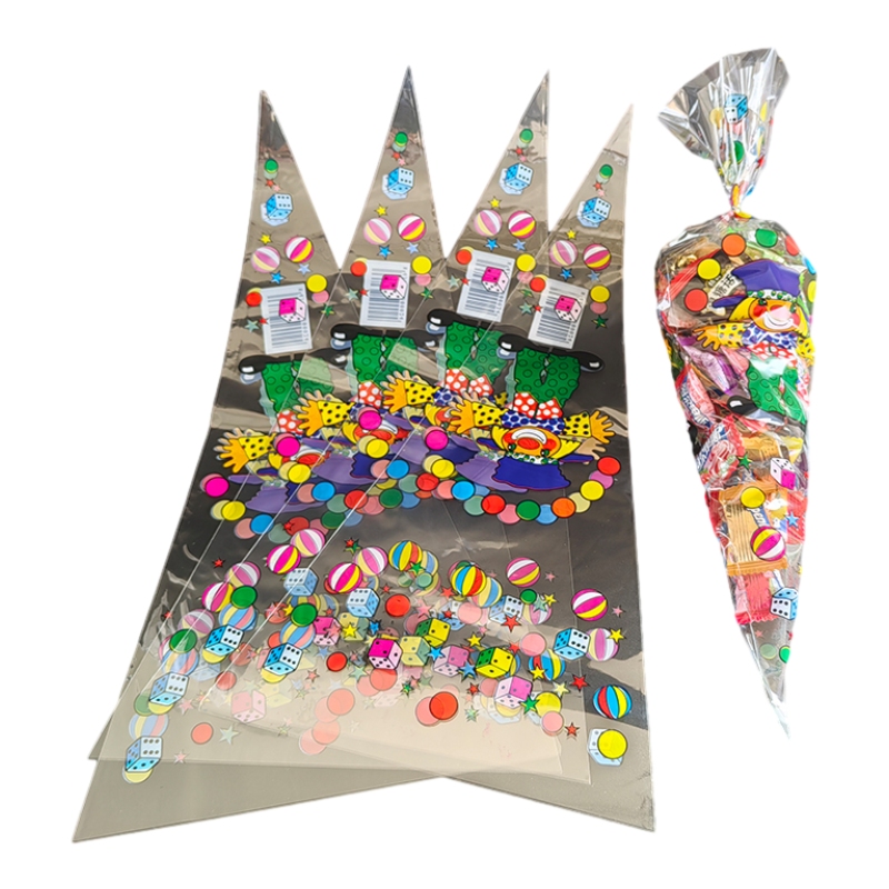 Disposable Treat Clear Cello Sweet Bags  Bopp Transparent Custom Plastic Piping Food Candy Packaging Triangle Cone Bags